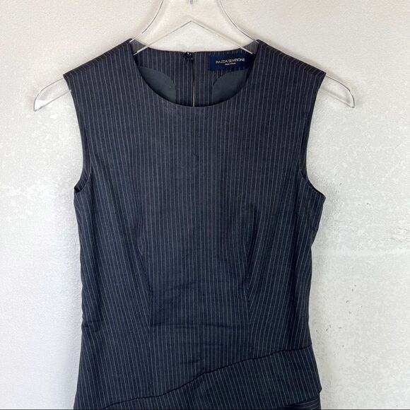 Piazza Sempione Grey Wool Sleeveless Shift Dress Size 40 - Picture 2 of 7